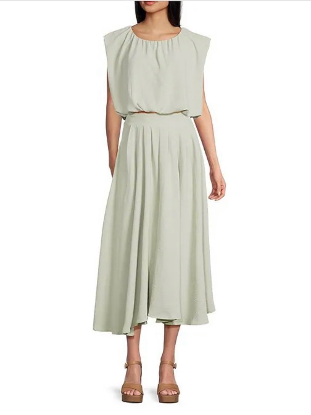 Blu Pepper Bubble Top w/ coordinating Midi-Swing Skirt Size Small
